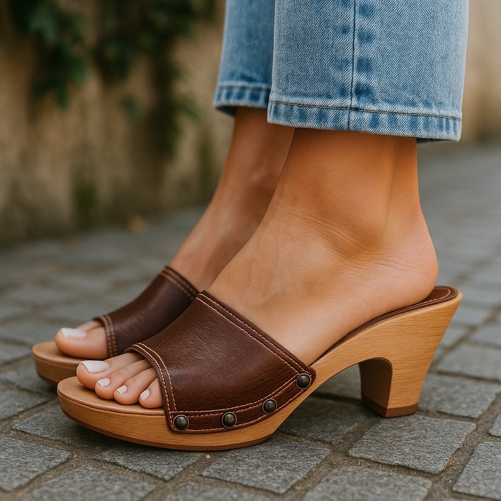 Montego Bay Club Brown Leather Mules